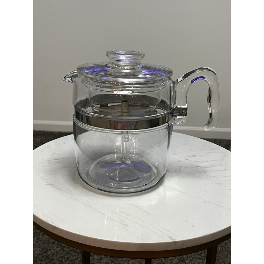 Vintage Pyrex Glass Percolator  Flameware 9‎ Cup  Coffee Pot Maker MCM Kitchen